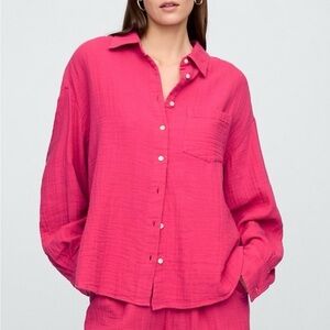 Gap Gauze Big Shirt Fuchsia Pink